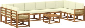 vidaXL Conjunto De Sof&aacute;s De Exterior 11 Uds. Natural Y Crema Vidaxl