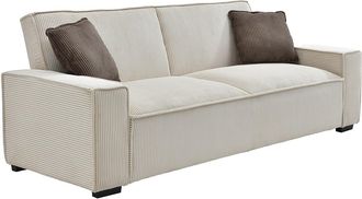 Vente-Unique Sof&aacute; cama de 3 plazas de terciopelo beige SEKOTA