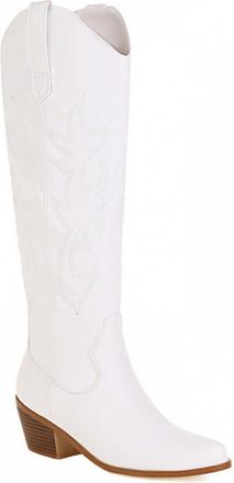 Generic Womens Ankle Cowboy Boots with Embroidery, Medium Heel and Pointed Toe Shoes, Fashion Western Style Boots, Casual Dress Boots for Autumn and Winter-Wh