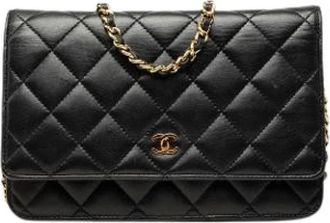 Chanel Pre-owned Wallet On Chain - Dames - Vintage Schoudertas - Zwart - ONE Size - Leer - Vintage