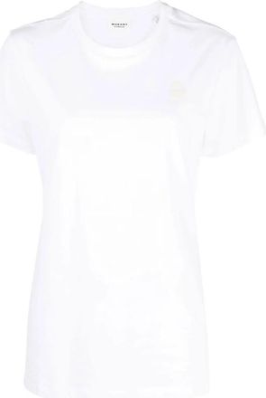 Isabel Marant Witte Katoenen Logo Geborduurd T-shirt - Dames - T-shirts - Wit - XS - Katoen - Tops
