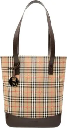Burberry Pre-owned Tote Bags, female, Brown, Size: ONE SIZE Pre-owned Haymarket Check Tote