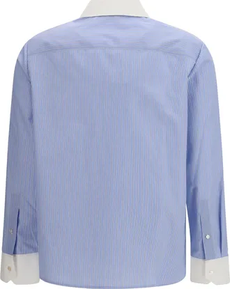 Tory Burch Womens Striped Shirt Blue Stripe Cotton