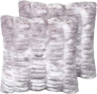 Beliani Juego De 2 Cojines De Imitaci&oacute;n De Piel Pelo Suaves Gris Claro Esponjoso 45 X 45 Cm Macodes
