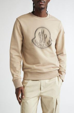 Moncler Blurred Logo Graphic Sweatshirt in Sand Beige at Nordstrom, Size X-Large