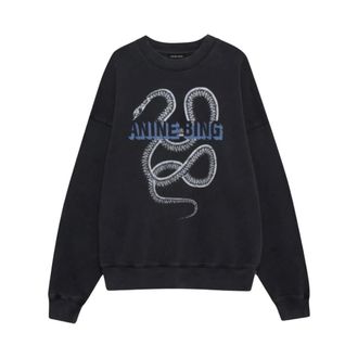 Anine Bing Sweatshirts, female, Black, S, Harvey Sweatshirt Snake