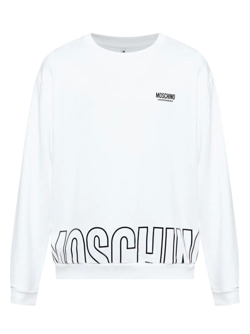 【送料&関税込】Moschino White Cotton Sweatshirt Moschino: White Crew Neck Sweaters now up to −85% | Stylight