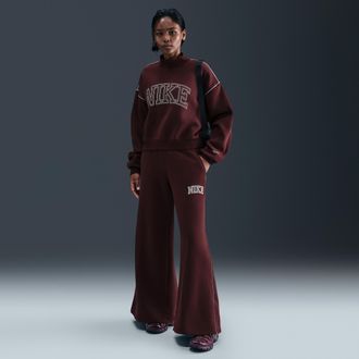 Nike Womens Nike Sportswear Phoenix Fleece Wide-Leg Sweatpants in Red | IM7492-652
