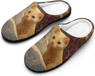 Generic Weasel Rock Berries In Autumn Mens Slippers House Slipper Anti-skid Sole Indoor Shoes Outdoor Comfort Cotton