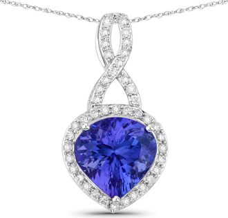 Diana M. Jewels Tanzanite ( AAA ) Heart Shape 8.30mm ( Height: 5.70mm ) - 1Pc + White Diamond F/C Round 1mm( I1-I2/I color ) - 42Pcs ( J Back )