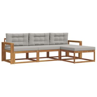 vidaXL Conjunto De Sof&aacute;s De Exterior 4 Pcs Gris Natural Y Claro Vidaxl