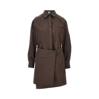 Loewe Cotton and silk mini shirt dress Woman 36