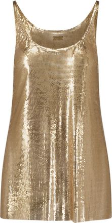 Paco Rabanne Gold Metallic Knit Sleeveless Tank Top