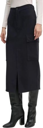 Sandro Ferrone Midi Rok - Dames - Midirokken - Blauw - XS - Polyester - Rokken