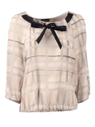 Emporio Armani Semi Sheer Ribbon Tie Blouse