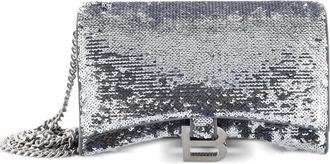 Balenciaga Hourglass Chain Wallet Leather with Sequins crossbody bag - Zilver