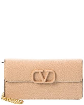 Valentino Vsling Grainy Leather Wallet On Chain