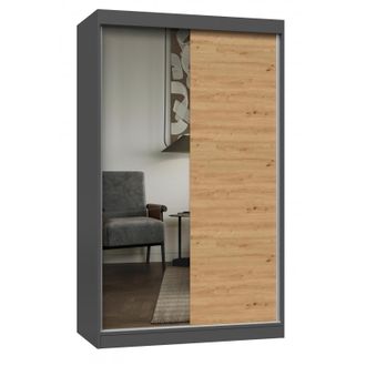 Hucoco Paolo - Armario Con 2 Puertas Correderas - 1 Espejo - L. 120 Cm - Dormitorio Vestidor Con 2 Puertas