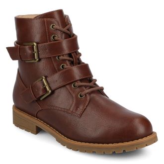 Journee Collection Womens Juliah Buckle Detail Lace-up Ankle Boots