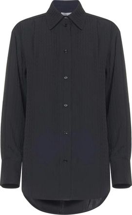 Victoria Beckham Satijn-jacquard shirt - Dames - Overhemden - Zwart - 2XS - Satijn - Overhemden