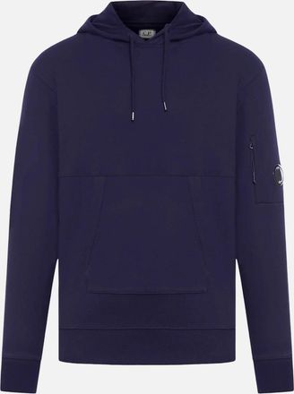 C.P. Company Mens C.P. Company Diagonal Raised Fleece Navy Hoodie - Size: 42