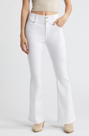 1822 Denim Fit & Lift High Waist Flare Jeans in White at Nordstrom, Size 24