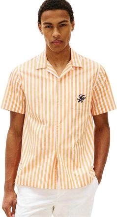 Tommy Hilfiger Herenoverhemd met gestreept weefpatroon (Oranje)
