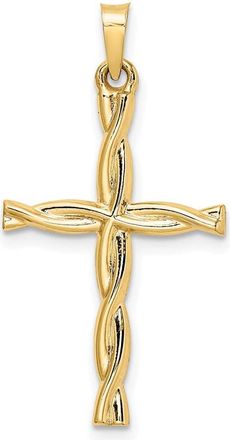 Diamond2Deal 14k Yellow Gold Polished Hollow Twisted Cross Pendant