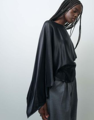 Asos top a mantella in raso nero
