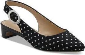 Adrienne Vittadini Papina 2 Pointed Toe Slingback Pump in White Black Dot at Nordstrom Rack, Size 9.5