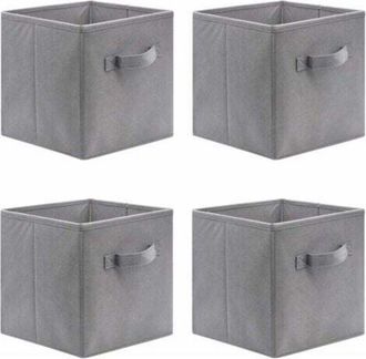 OEM Juego De 4 Cubos De Almacenamiento Plegables, 31 X 31 X 31 Cm, Cajas De Almacenamiento Abiertas Hechas De Tela No Tejida, Caj&oacute;n De Tela, Para Juguetes