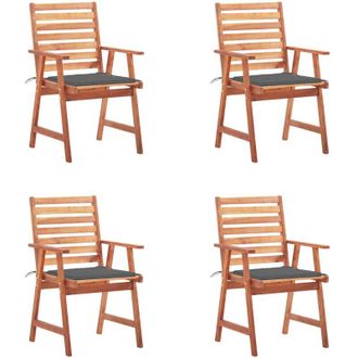 vidaXL Vidaxl - Sillas Comedor De Jard&iacute;n Y Cojines 4 Uds Madera Maciza Acacia