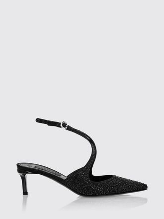Philipp Plein Satin Pumps with Rhinestones and an Ankle Strap