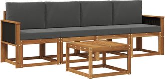 vidaXL Conjunto De Sof&aacute;s De Exterior 4 Uds. Natural Y Antracita Vidaxl