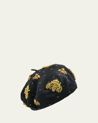 Kokin New York Honeybee Beaded Wool Beret