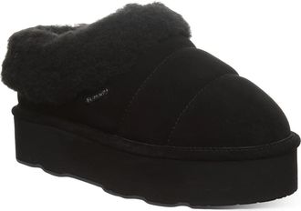 Bearpaw Ari Slippers Womens Black Suede Faux Fur Platform Slip On ZOGG3665