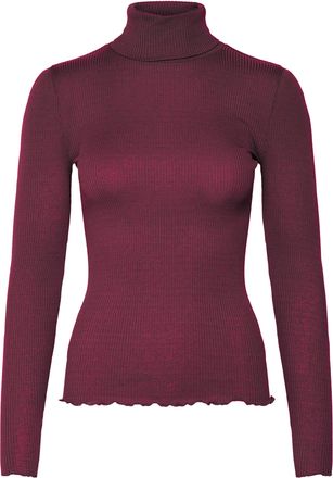 Rosemunde Rollkragenshirt ROSEMUNDE Beatha silk shirt, Damen, Gr. XS, beere, Strick, Obermaterial: 55% Seide, 45% Baumwolle, unifarben, ohne Ausschnitt, Shirts 