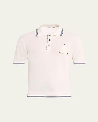 Jacquemus Mens Silk and Cotton Mesh Polo Shirt