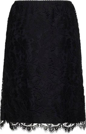 Chlo&eacute; Womens Black Floral Lace Straight Skirt Cotton