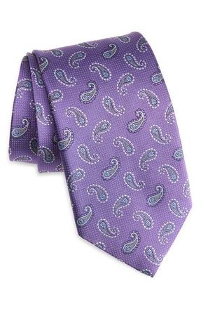 David Donahue Paisley Silk Tie in Purple at Nordstrom
