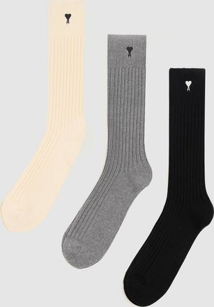 Ami Chaussettes Three Pack Black Ami De Coeur Off Wh Grey Black Off Wh