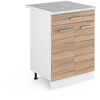 Vicco Mueble Bajo De Cocina R-line, Sonoma, 60 Cm Et M&aacute;rmol