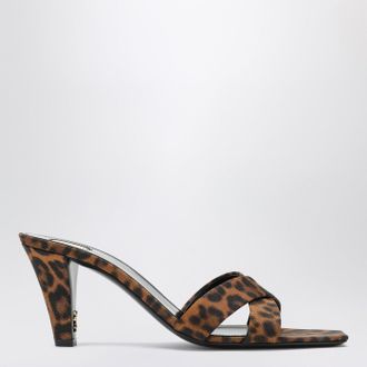 Saint Laurent Mule Jill in gros-grain leopard print