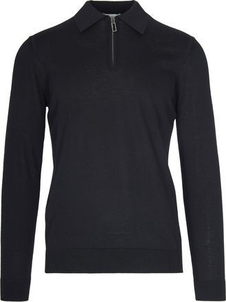 Paolo Pecora Fine Virgin Wool Polo Sweater With Half-Zip Closure