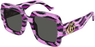 Gucci GG1547S Glitter Fuchsia & Black Striped Sunglasses - Pink