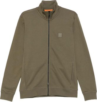 BOSS Felpa con zip e logo - Verde