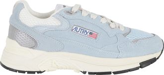 Autry Light Blue Hyperway Low Mesh Side-Logo Leather Sneakers