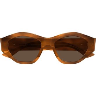 Bottega Veneta 53mm Geometric Sunglasses in Havana at Nordstrom