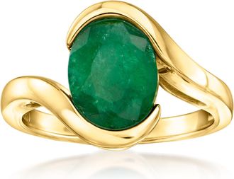 Ross-Simons Emerald Swirl Ring in 18kt Gold Over Sterling