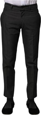 Dolce & Gabbana Formele Broeken - Heren - Nette broeken - Grijs - XS - Katoen - Broeken